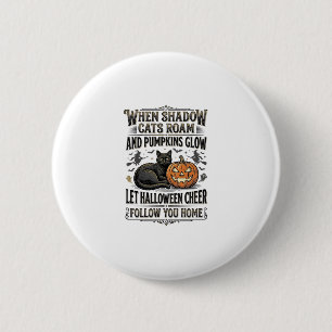 Badge Rond 5 Cm Chemise de chat noir Halloween Gravure de citrouil