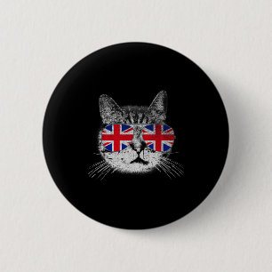 Badge Rond 5 Cm Chemise de chat Union Jack Drapeau Pays Rétro Angl