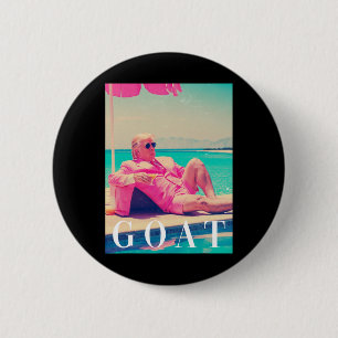 Badge Rond 5 Cm Chemise de chèvre Trump été 2024 Rétro Funny rose