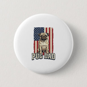 Badge Rond 5 Cm Chemise de chien à gravure vintage patriotique Pug