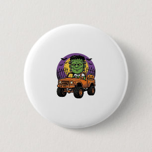 Badge Rond 5 Cm Chemise de citrouille de camion monstre Halloween
