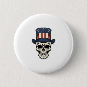 Badge Rond 5 Cm Chemise de conception de crâne patriotique gravure