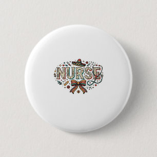 Badge Rond 5 Cm Chemise de conception de gravure vintage infirmièr