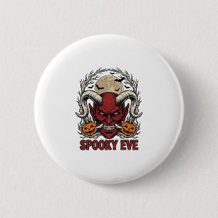 Badge Rond 5 Cm Chemise de Démon Halloween avec Gravure Vintage Ci