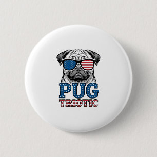 Badge Rond 5 Cm Chemise de design patriotique de pug de gravure vi