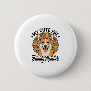 Badge Rond 5 Cm Chemise de famille Corgi Design vintage pour amate