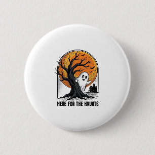 Badge Rond 5 Cm Chemise de fantôme d'Halloween Design de lune hant