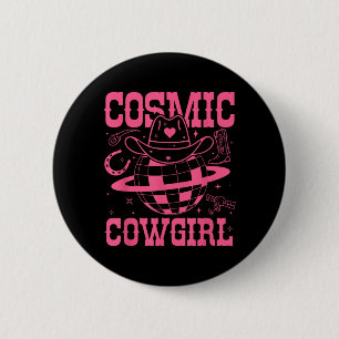Badge Rond 5 Cm Chemise de filles de cow-boy de l'espace cosmique