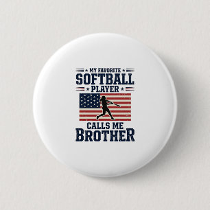 Badge Rond 5 Cm Chemise de frère de softball patriotique gravure v