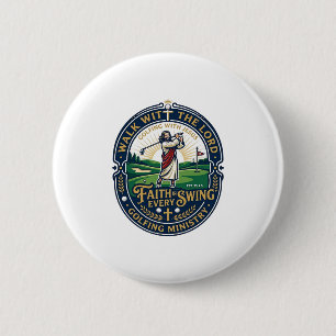 Badge Rond 5 Cm Chemise de golf Jésus Dessin basé sur la foi_1