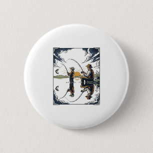 Badge Rond 5 Cm Chemise de gravure de pêche de père et d'enfant vi