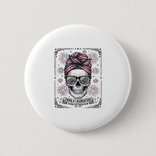 Badge Rond 5 Cm Chemise de gravure vintage de crâne patriotique de