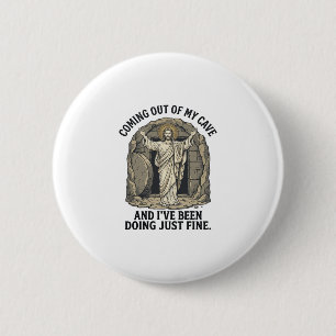 Badge Rond 5 Cm Chemise de gravure vintage de la grotte de résurre