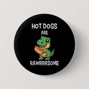 Badge Rond 5 Cm Chemise de hot-dog de dinosaure T Rex Drôle Les ho