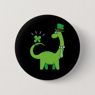 Badge Rond 5 Cm Chemise de la Saint-Patrick Shamrock Enfant Dinosa