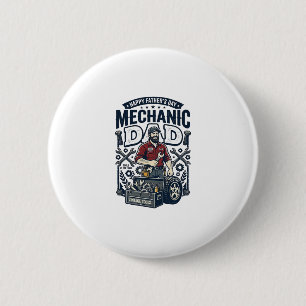 Badge Rond 5 Cm Chemise de Mécanicien de la Fête des Pères Papa Dr