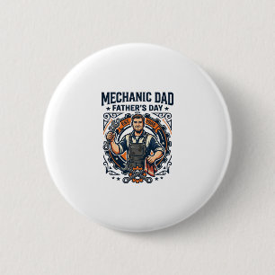 Badge Rond 5 Cm Chemise de Mécanicien de la Fête des Pères Papa Dr