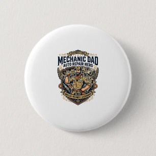 Badge Rond 5 Cm Chemise de Mécanicien de la Fête des Pères Papa Dr