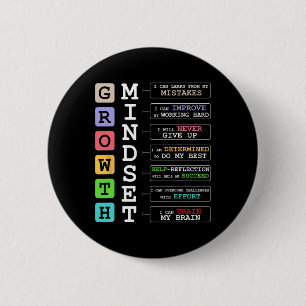 Badge Rond 5 Cm Chemise de mentalité de croissance École positive