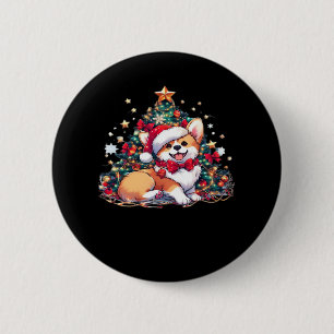 Badge Rond 5 Cm Chemise de Noël Corgi surdimensionnée