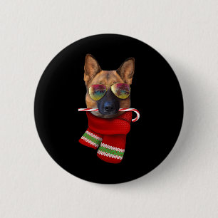 Badge Rond 5 Cm Chemise de Noël en juillet Berger allemand Sungles