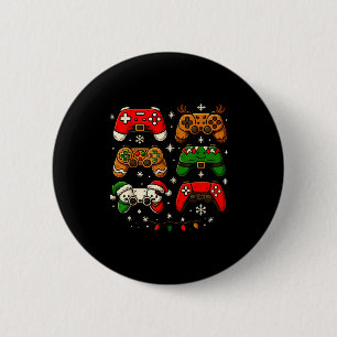 Badge Rond 5 Cm Chemise de Noël nerd pour garçons hommes, manette 