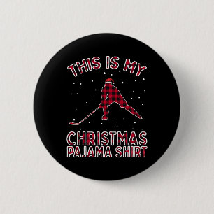 Badge Rond 5 Cm Chemise de Noël pour joueur de hockey sur glace Fu