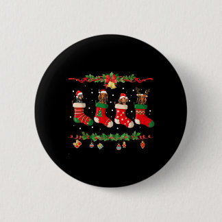 Badge Rond 5 Cm Chemise de Noël pour teckel Chien Stocking Noël