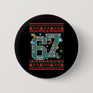 Badge Rond 5 Cm Chemise de Noël Rétro 67 Six Seven Mème