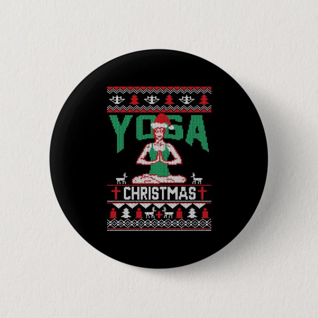 Badge Rond 5 Cm Chemise de Noël Yoga (Devant)