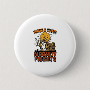 Badge Rond 5 Cm Chemise de nuit d'arbre vintage de lune hantée d'H