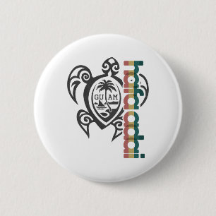 Badge Rond 5 Cm Chemise de pêche de Guam tortue Hafa Adai Chamorro