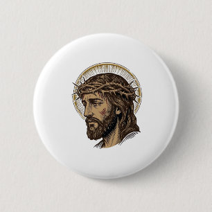 Badge Rond 5 Cm Chemise de portrait de couronne d'épines gravée vi