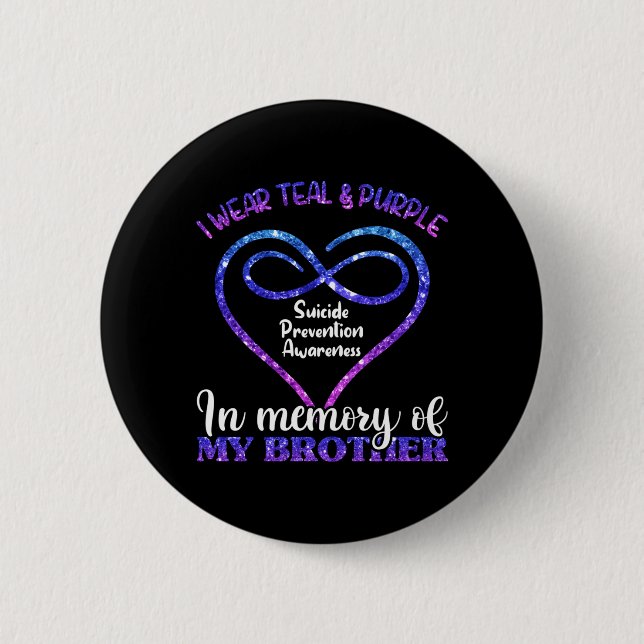 Badge Rond 5 Cm Chemise de prévention sarcelle violet en mémoire d (Devant)