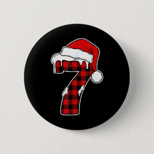 Badge Rond 5 Cm Chemise de pyjama de Noël 67 Six Sept Mème 7 Rouge