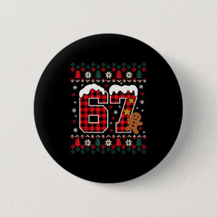 Badge Rond 5 Cm Chemise de pyjama de Noël drôle 67 Six Sept Mème B