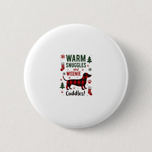 Badge Rond 5 Cm Chemise de pyjama de Noël Weenie Dog mignonne Wein
