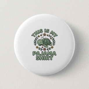 Badge Rond 5 Cm Chemise de pyjama tortue mignonne endormie vecteur