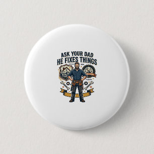 Badge Rond 5 Cm Chemise de réparation de papa de la fête des pères