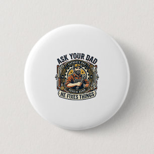 Badge Rond 5 Cm Chemise de réparation de papa de la fête des pères