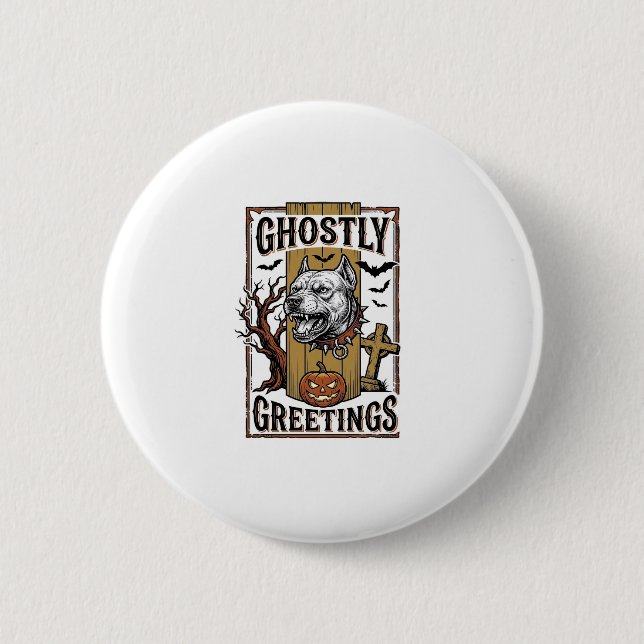 Badge Rond 5 Cm Chemise de salutations fantomatiques Gravure vinta (Devant)