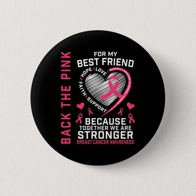 Badge Rond 5 Cm Chemise de sensibilisation au cancer du sein rose (Devant)
