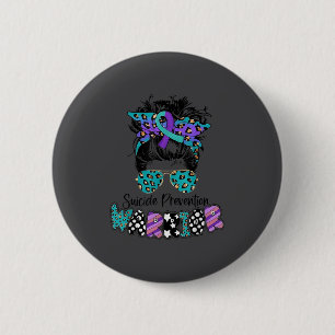 Badge Rond 5 Cm Chemise de sensibilisation au suicide Cheveux Bun 