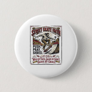 Badge Rond 5 Cm Chemise de skate longboard Jésus chrétien