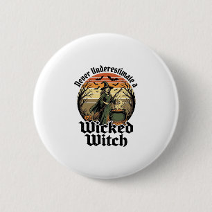 Badge Rond 5 Cm Chemise de sorcière drôle Gravure vintage Hallowee