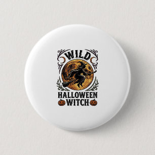 Badge Rond 5 Cm Chemise de sorcière Halloween Balai vintage Graphi
