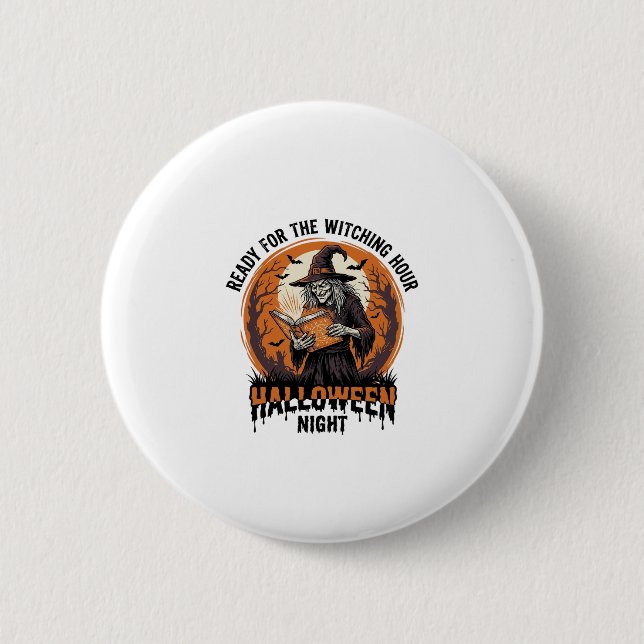 Badge Rond 5 Cm Chemise de sorcière Halloween Lecture de grimoire  (Devant)