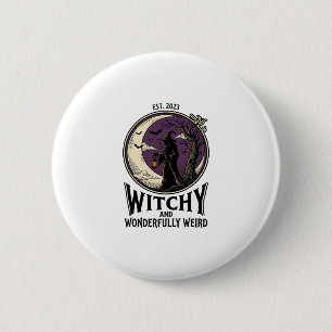 Badge Rond 5 Cm Chemise de sorcière vintage avec art d'Halloween d
