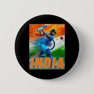 Badge Rond 5 Cm Chemise de Supporters de Cricket d'Inde - Cricket