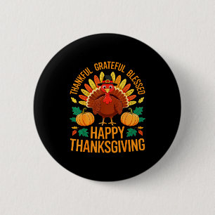 Badge Rond 5 Cm Chemise de Thanksgiving Merci Reconnaissant Bénie 